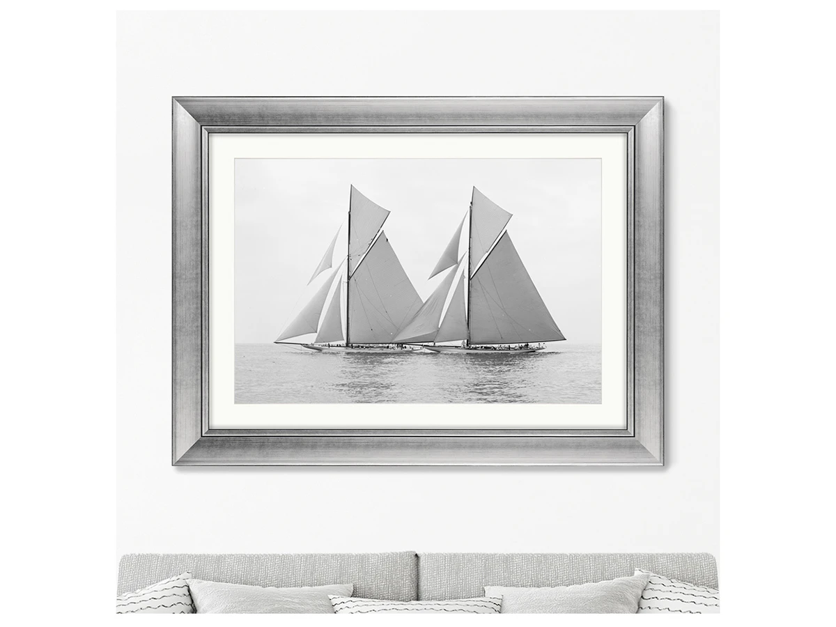 Репродукция картины в раме Яхты Релайнс и Шемрок Третий (регата), 1904г. 635340  - фото 3