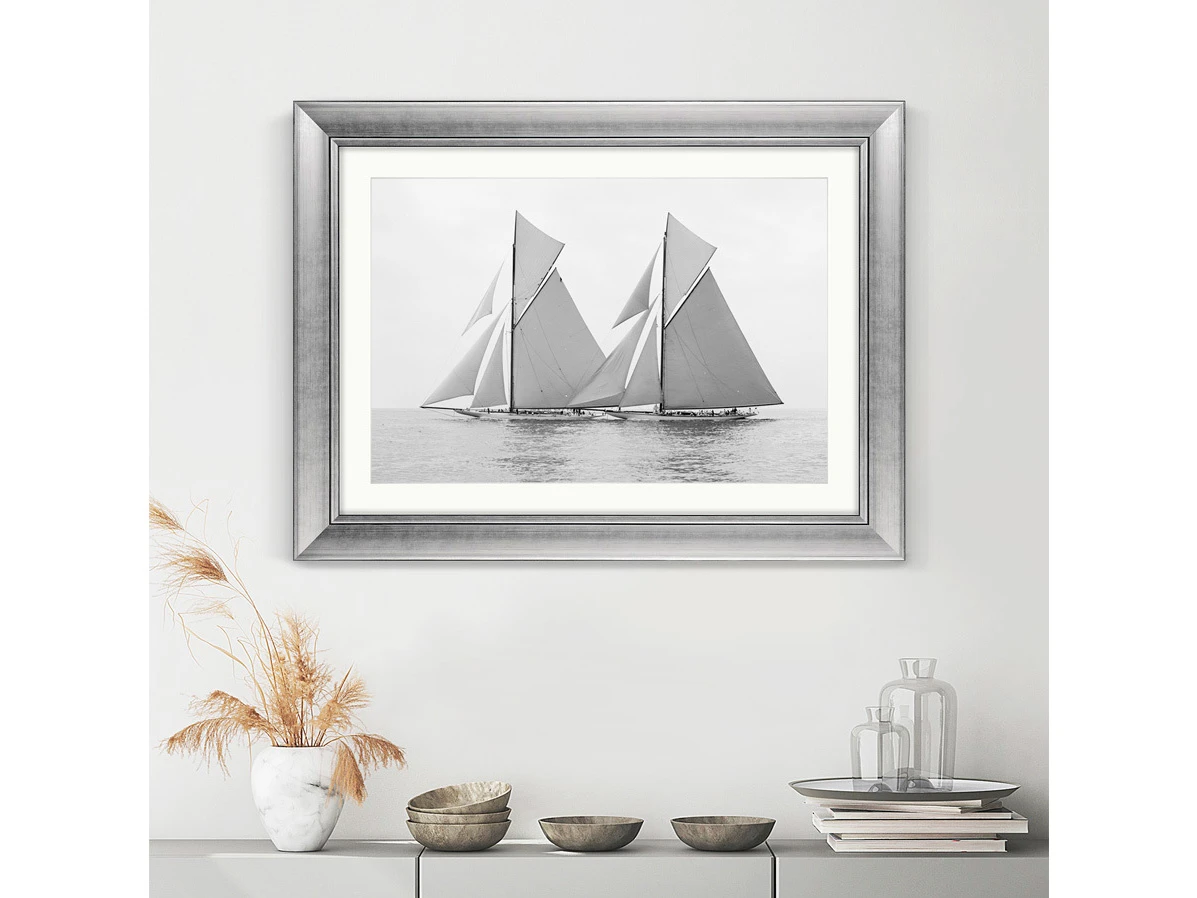 Репродукция картины в раме Яхты Релайнс и Шемрок Третий (регата), 1904г. 635340  - фото 6