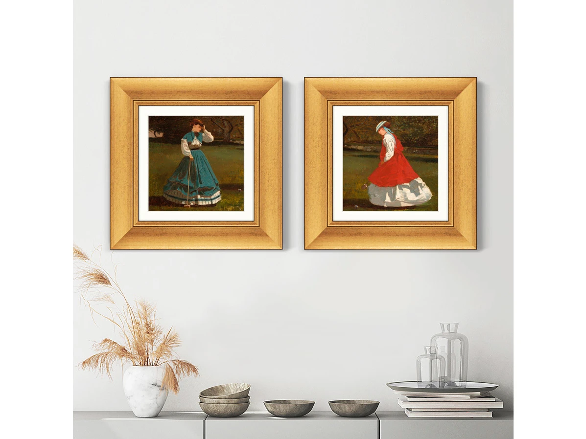Набор из 2-х репродукций картин в раме A Game of Croquet, 1866г. 635359  - фото 9