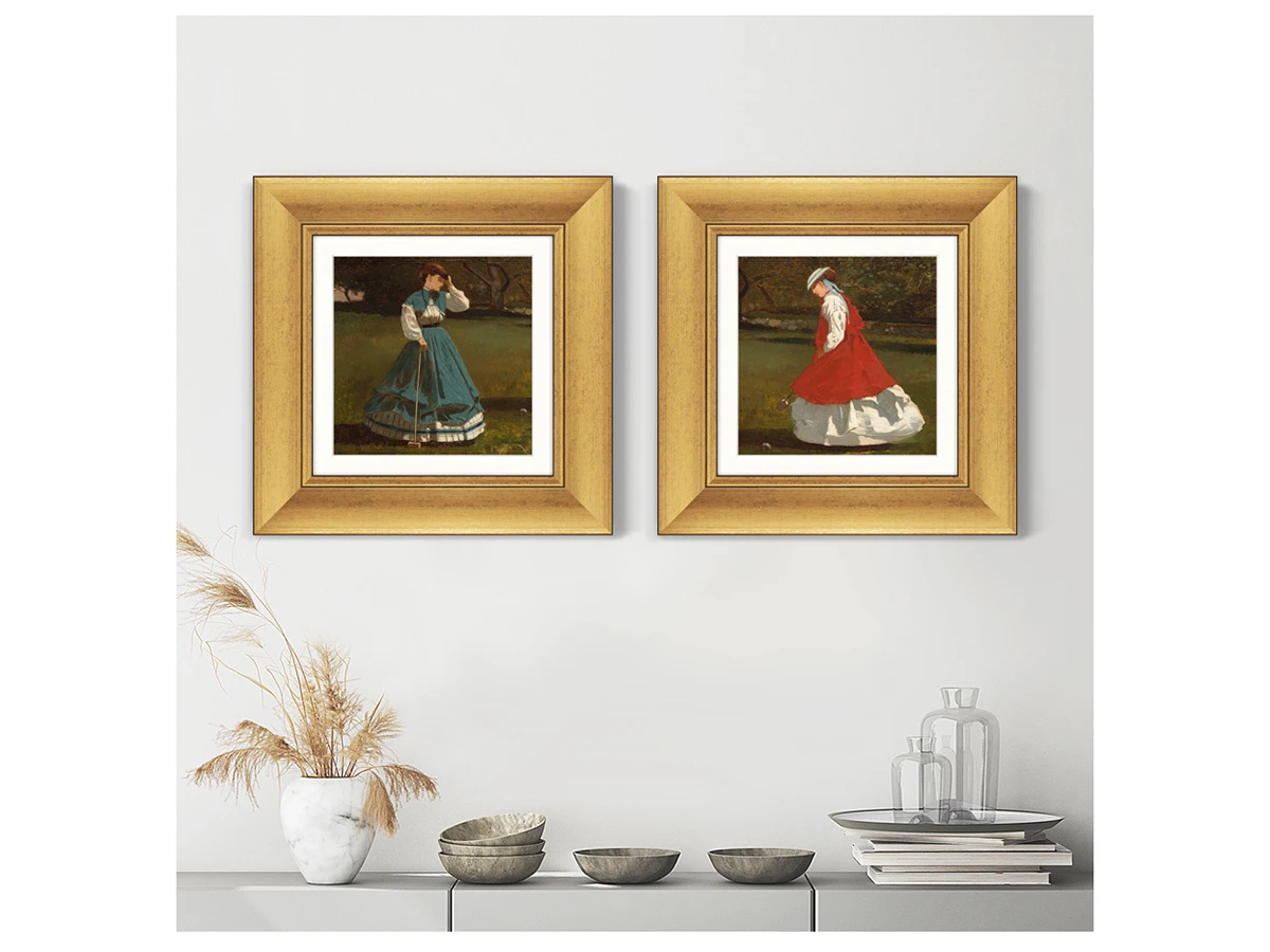 Набор из 2-х репродукций картин в раме A Game of Croquet, 1866г. 635359  - фото 5