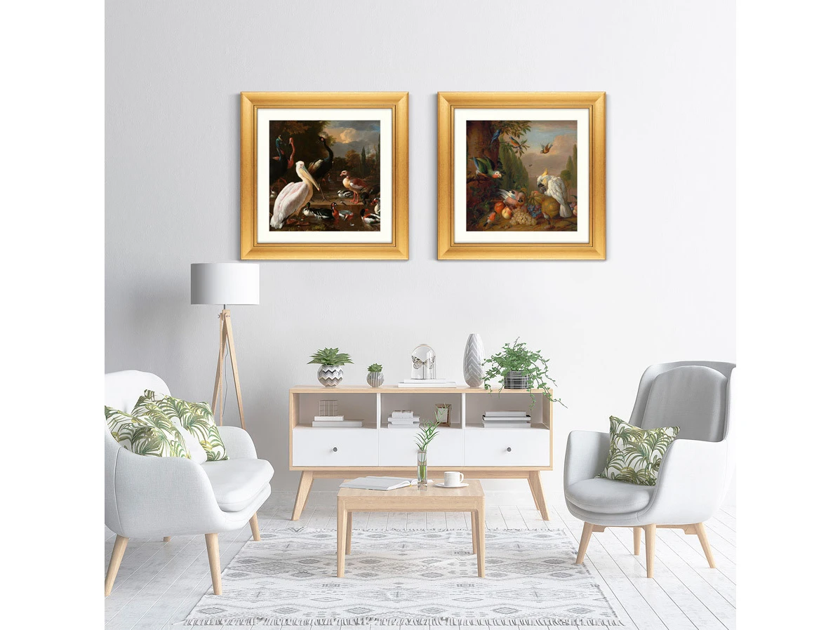 Репродукция картины в раме A cockatoo, a parrot, a jay and other birds, 1715г. 635375  - фото 7