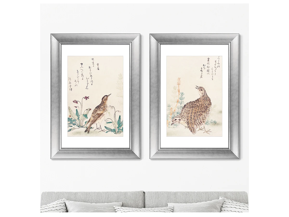 Набор из 2-х репродукций картин в раме Uzura Hibari, 1791г. 635402  - фото 3