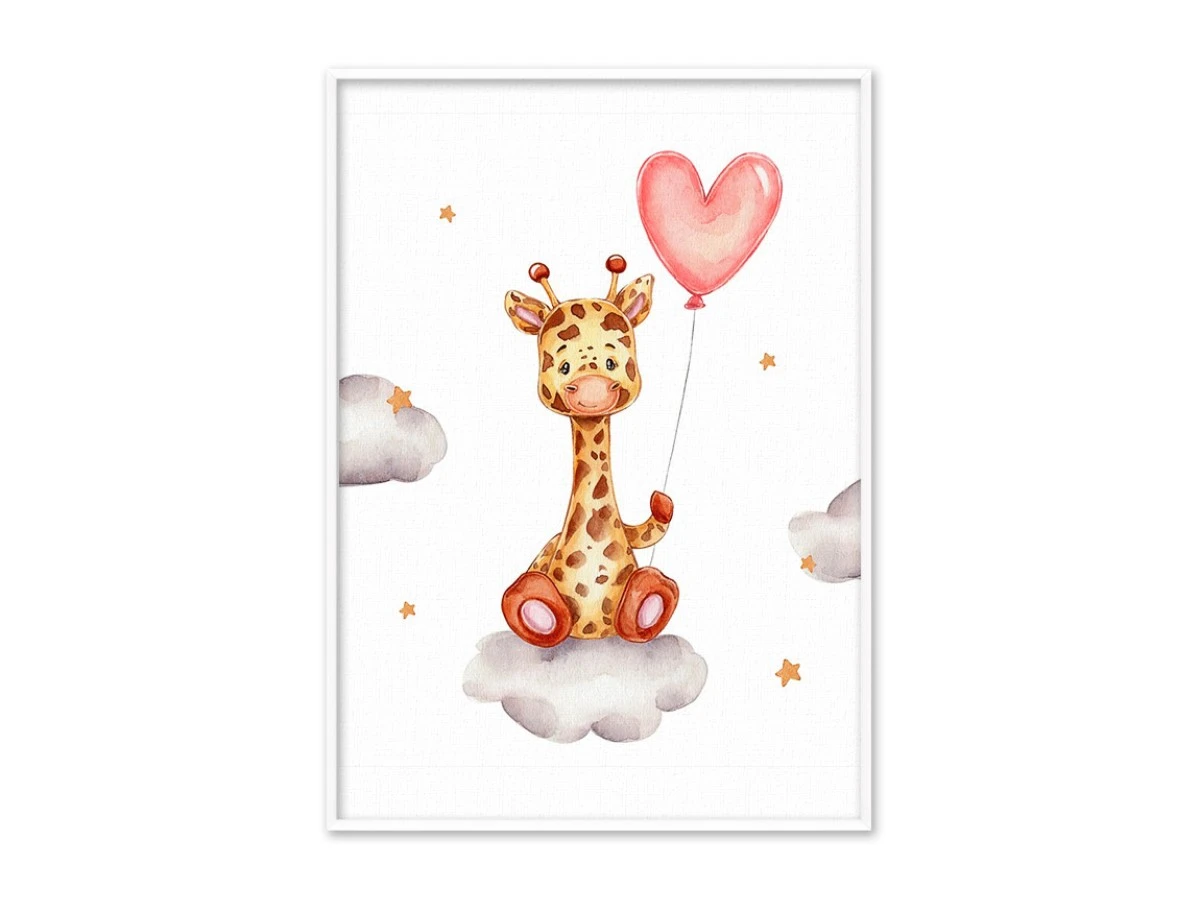 Постер в рамке Жираф с шариком 887203  - фото 1