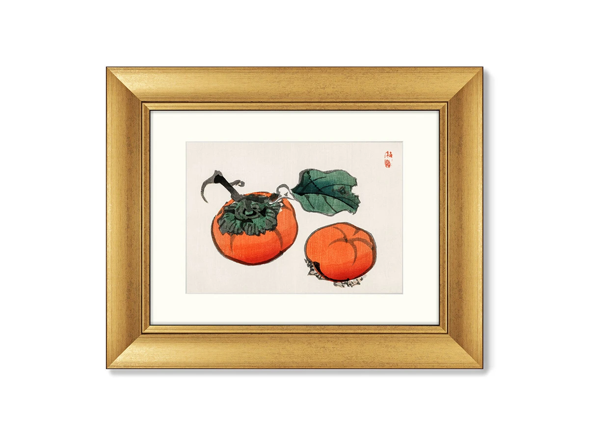 Набор из 4-х репродукций картин в раме Persimmons, kuwai bulbs, etrog and gourds, 1885г. 635456  - фото 1