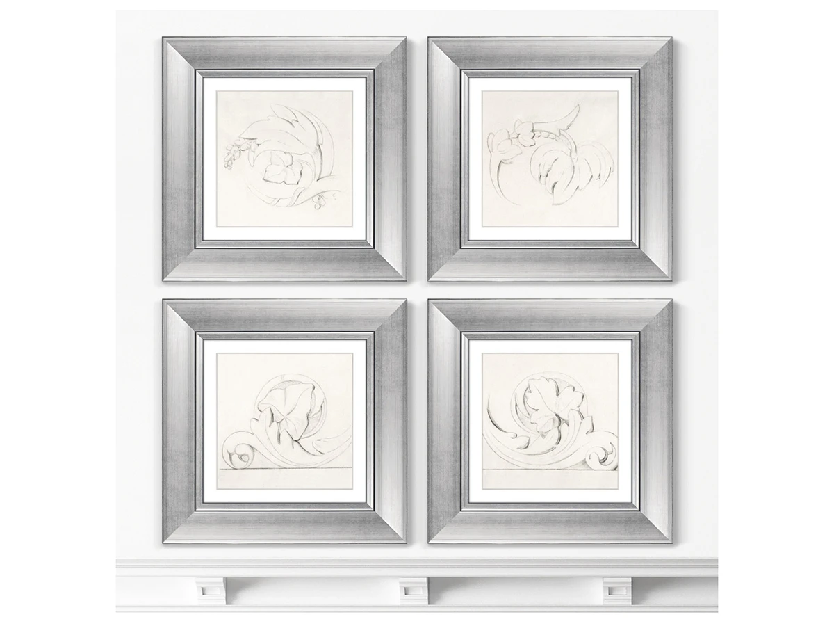 Набор из 4-х репродукций картин в раме Architectural Motifs Four Rinceaux, 1875г. 635483  - фото 3