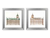 Набор из 2-х репродукций картин в раме The City Hall in Amsterdam, 1701г.