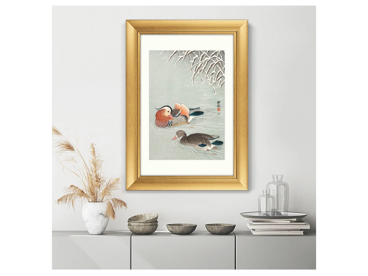 Репродукция картины в раме Mandarin ducks, 1936г. 635520