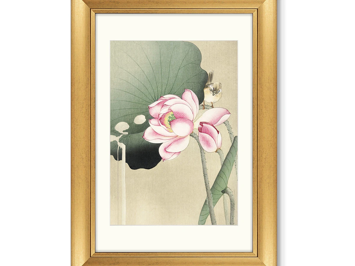 Набор из 2-х репродукций картин в раме Songbird and Lotus, 1936г. 635526  - фото 1
