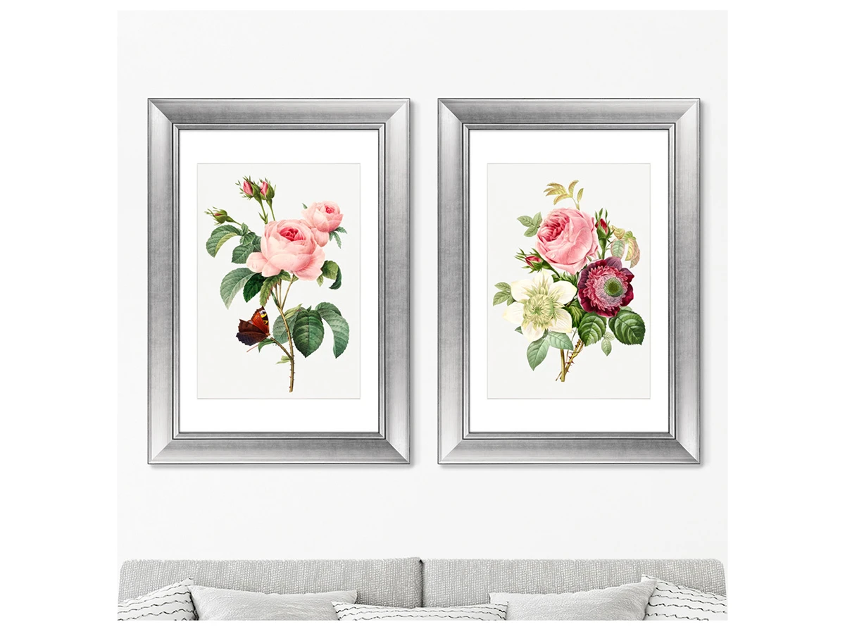 Набор из 2-х репродукций картин в раме Antique plants drawn №4, 1802г. 635546  - фото 3