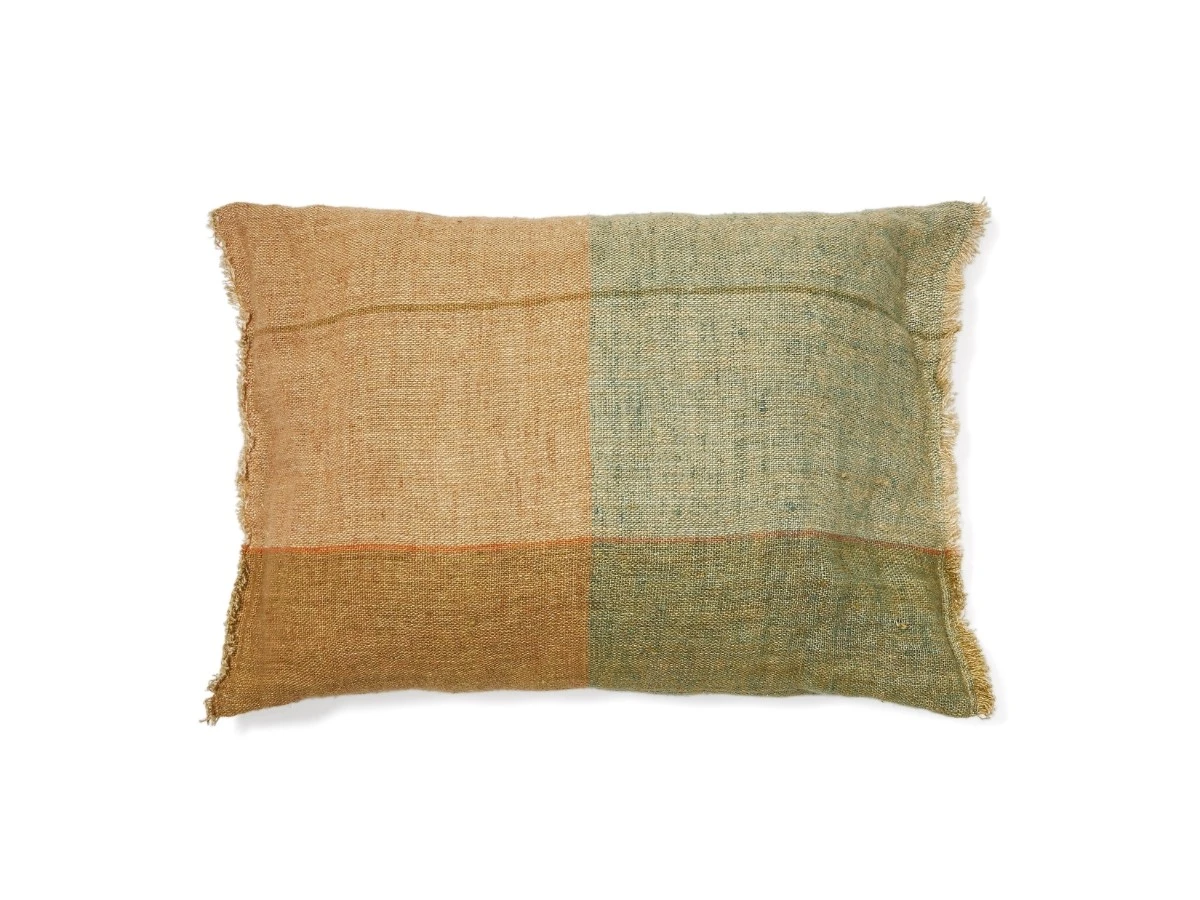 Чехол на подушку Sanna в зелено-оранжевую клетку, 100% лен, 40 x 60 см 888702