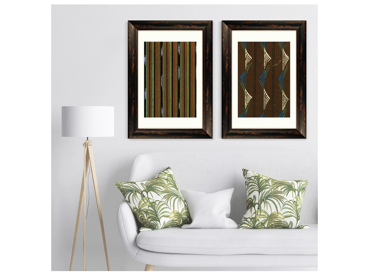 Набор из 2-х репродукций картин в раме Vintage print of Japanese textile №55, 1904г. 635569  - фото 4