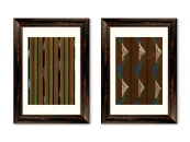 Набор из 2-х репродукций картин в раме Vintage print of Japanese textile №55, 1904г.