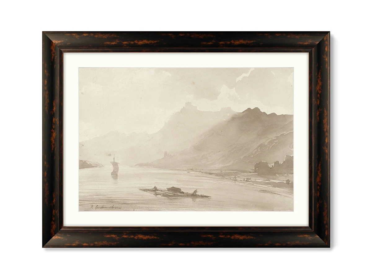 Репродукция картины в раме Вид на Рейн, 1842г. 635593  - фото 1
