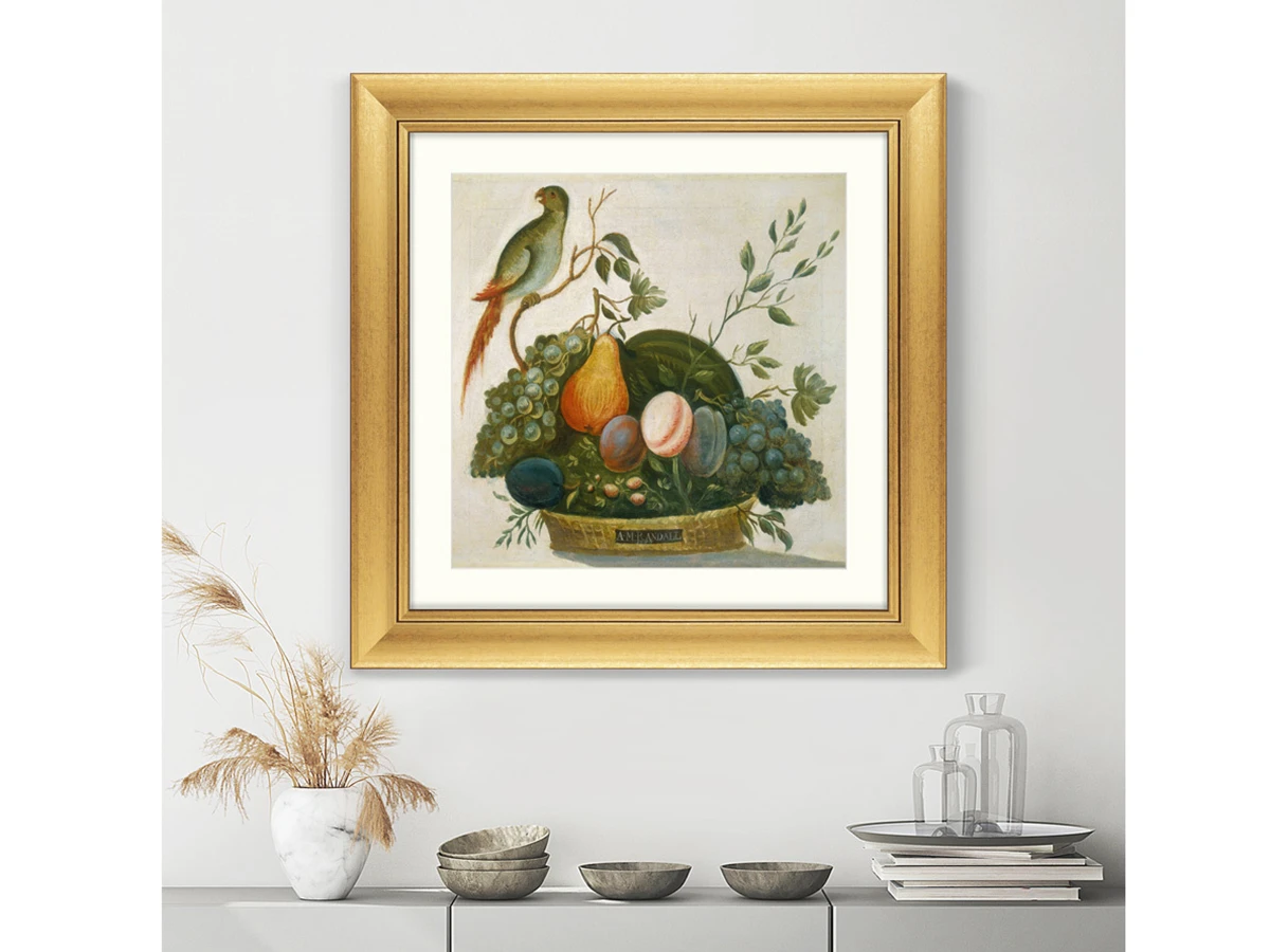 Репродукция картины в раме Basket of Fruit with Parrot, 1777г. 635601