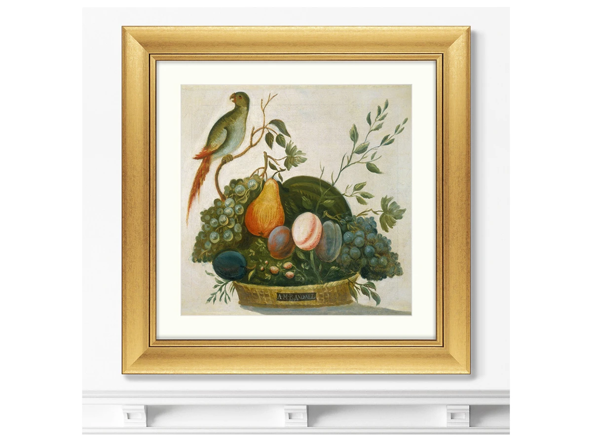 Репродукция картины в раме Basket of Fruit with Parrot, 1777г. 635601  - фото 3