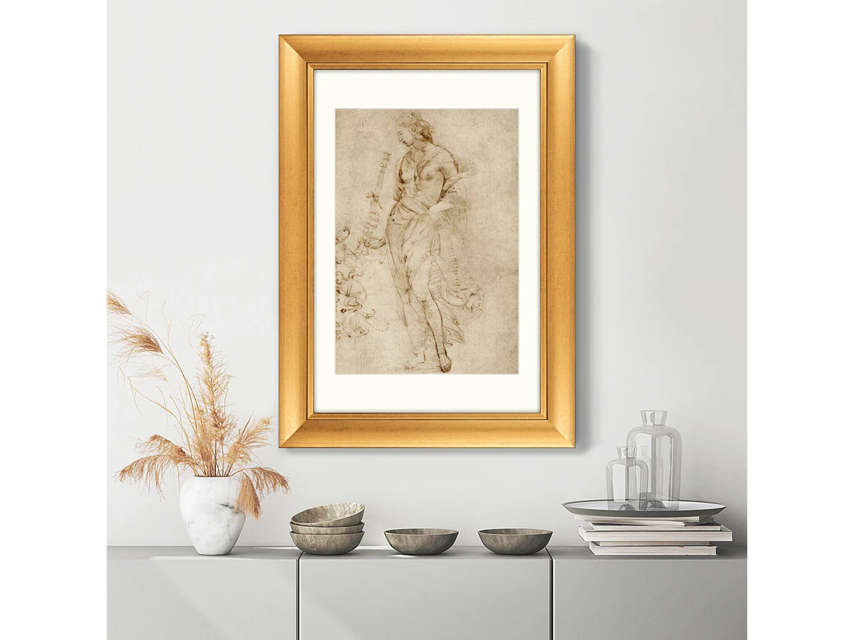 Репродукция картины в раме Female Figure with a Tibia, 1508г. 635632  - фото 6