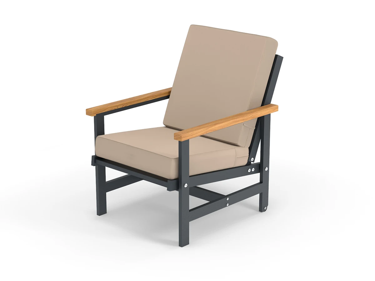 Кресло алюминиевое с деревянными подлокотниками Scandi 896578  - фото 1