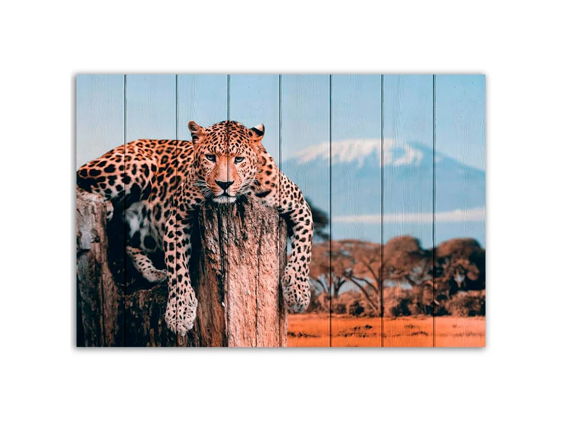 Картина на дереве Леопард в прериях 40х60 см 637577