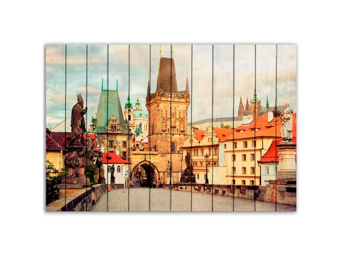Картина на дереве Карлов мост Прага 100х150 см 637712