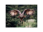 Картина на дереве Летящая сова 80х120 см