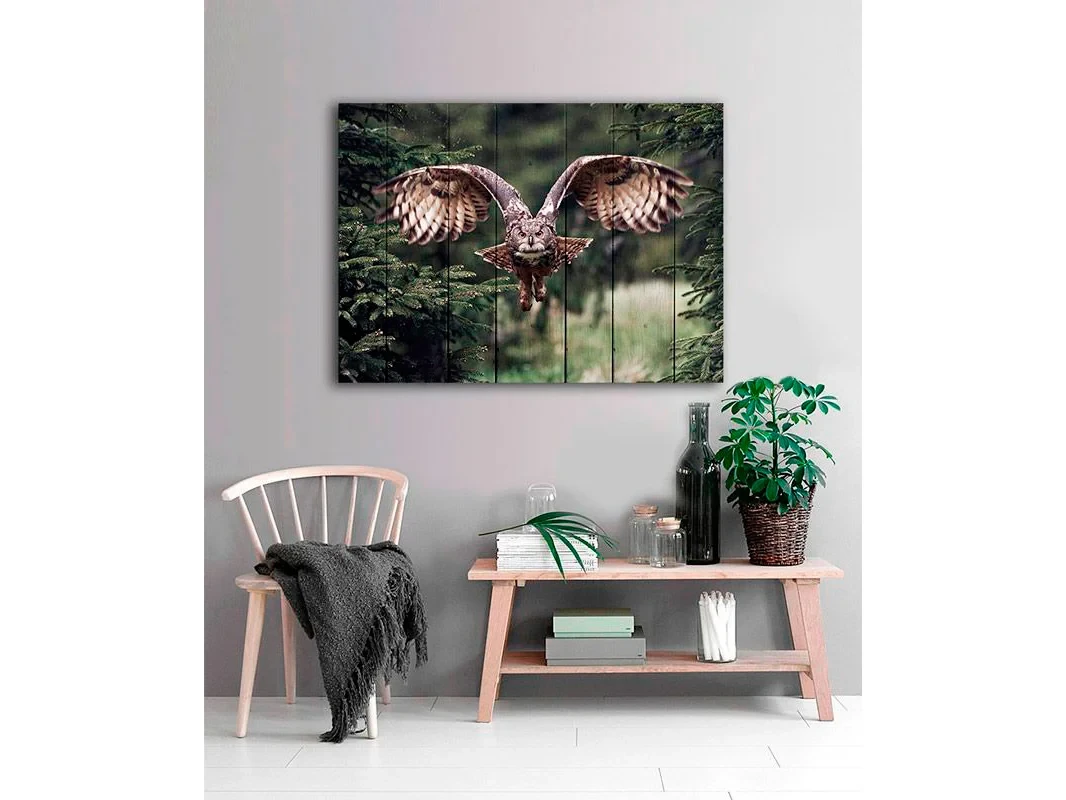 Картина на дереве Летящая сова 80х120 см 637718  - фото 3