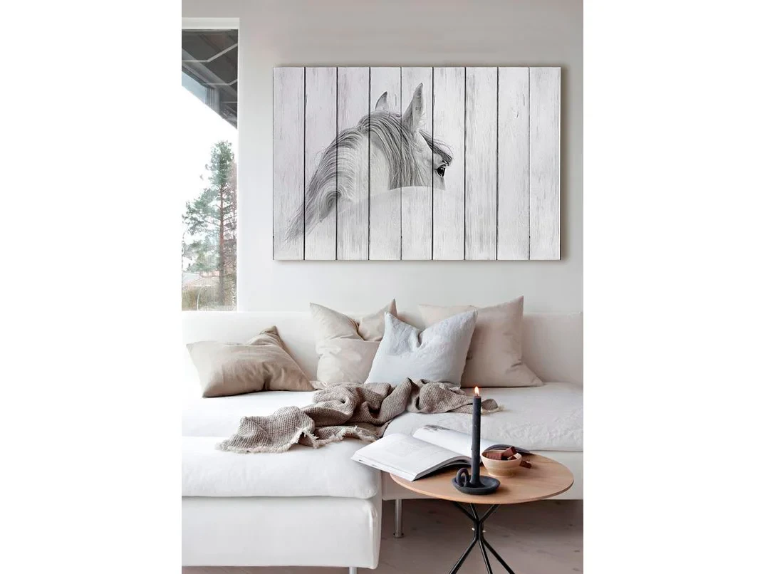 Картина на дереве Белая лошадь 1 40х60 см 637745  - фото 3