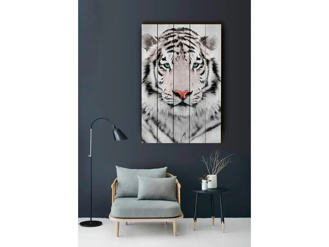 Картина на дереве Белый тигр 40х60 см 637768  - фото 3