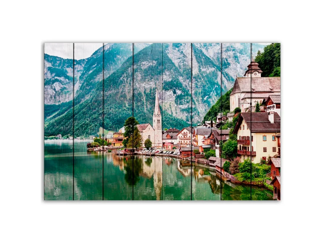 Картина на дереве Гальштат Австрия 100х150 см 637852