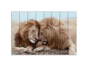 Картина на дереве Львы 60х90 см