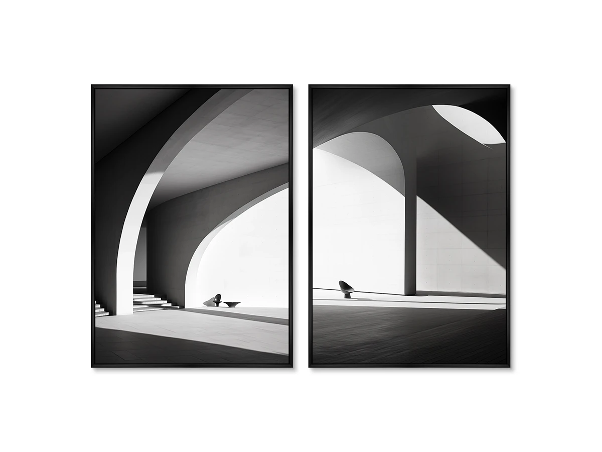 Набор из 2-х репродукций картин на холсте Architecture, curves of arches, 2024г. 919212