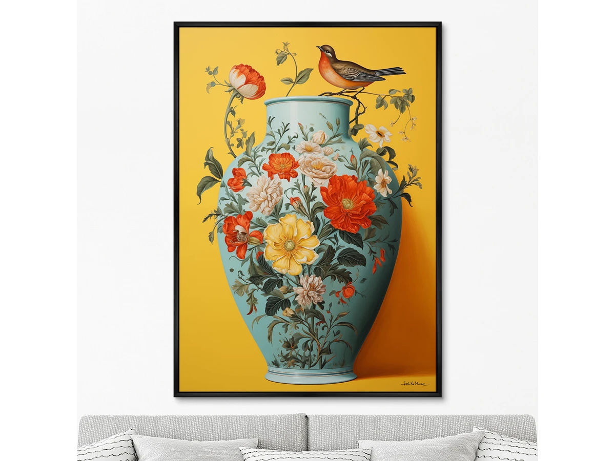 Репродукция картины на холсте China porcelain vase with bird, No 1, 2024г. 919260