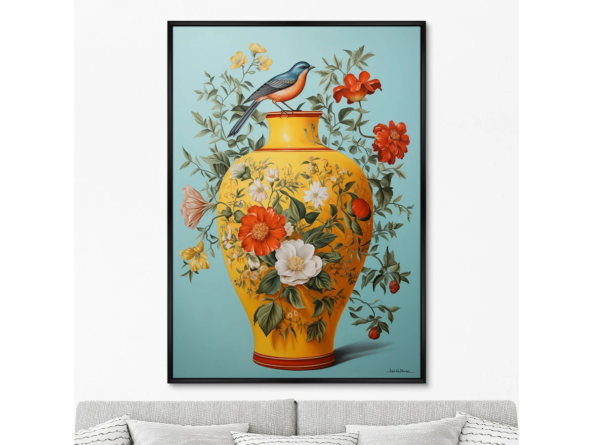 Репродукция картины на холсте China porcelain vase with bird, No 2, 2024г. 919268