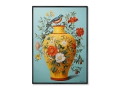 Репродукция картины на холсте China porcelain vase with bird, No 2, 2024г. 919268