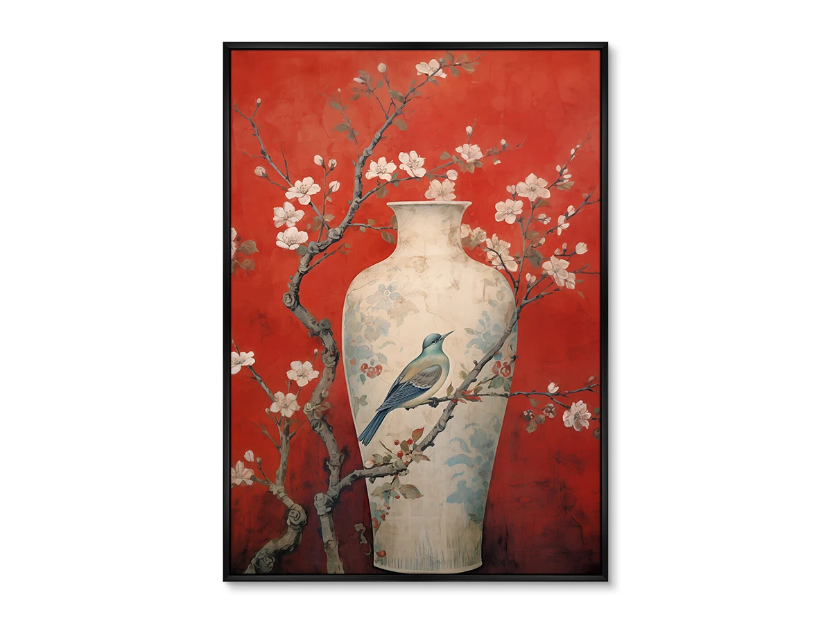 Репродукция картины на холсте China porcelain vase, red palette, No 1, 2024г. 919310