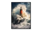 Репродукция картины на холсте Lighthouse in the raging ocean, 2024г.