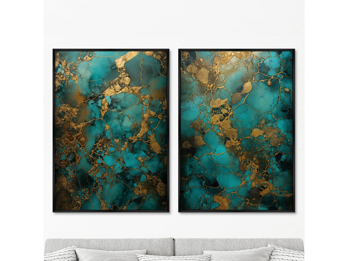 Набор из 2-х репродукций картин на холсте Malachite melancholy, 2024г. 919410