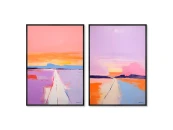 Набор из 2-х репродукций картин на холсте Landscape collection, Purple and pink, 2024г. 919417