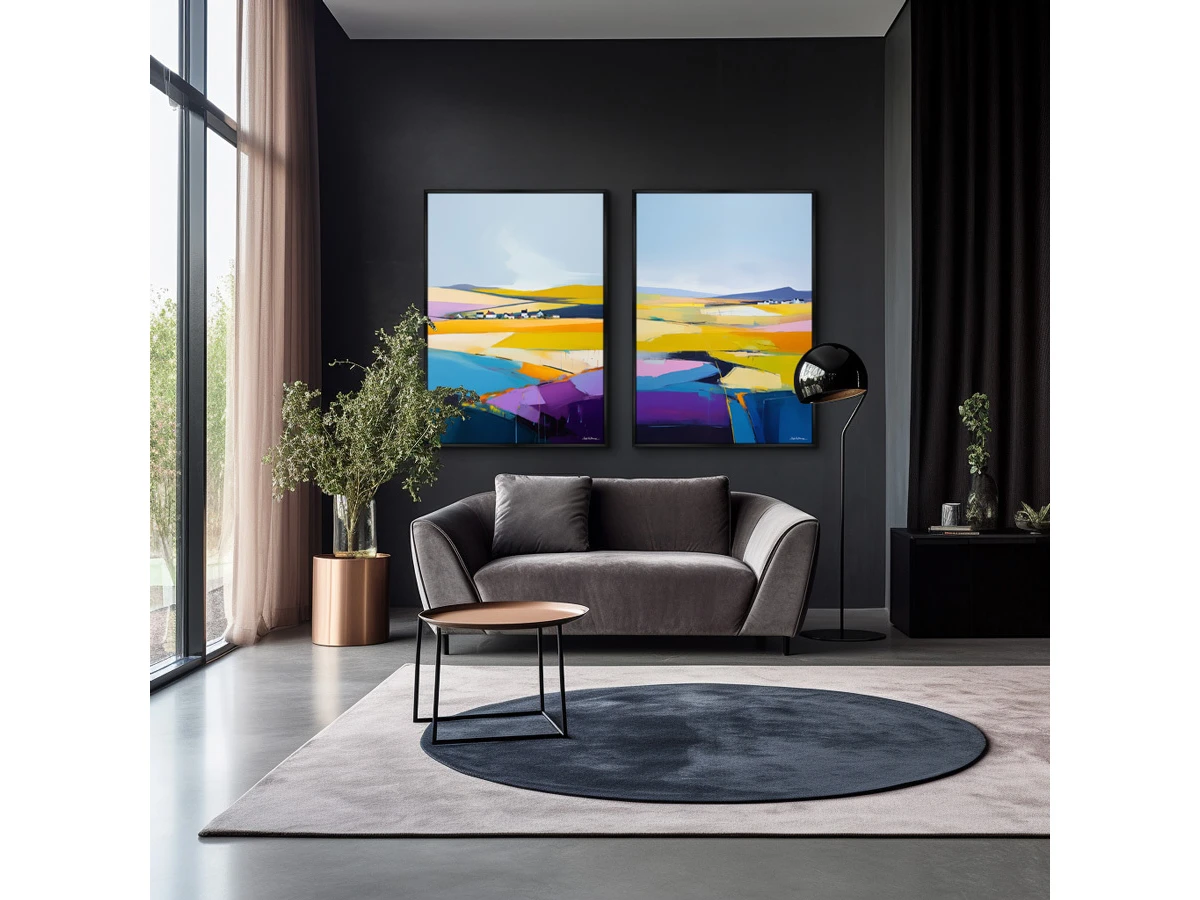 Набор из 2-х репродукций картин на холсте Пейзаж, поля цвета, 2024г. 919485  - фото 5