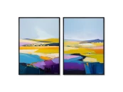 Набор из 2-х репродукций картин на холсте Пейзаж, поля цвета, 2024г.