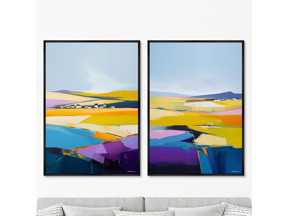 Набор из 2-х репродукций картин на холсте Пейзаж, поля цвета, 2024г. 919485