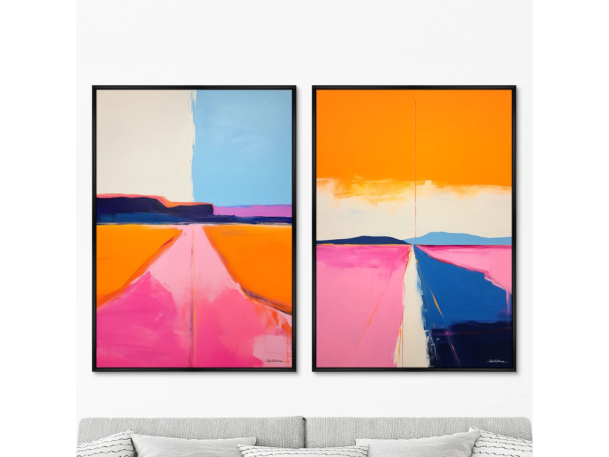 Набор из 2-х репродукций картин на холсте Landscape Collection, Lines of roads, 2024г. 919509