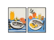 Набор из 2-х репродукций картин на холсте Рыбный день, 2024г.