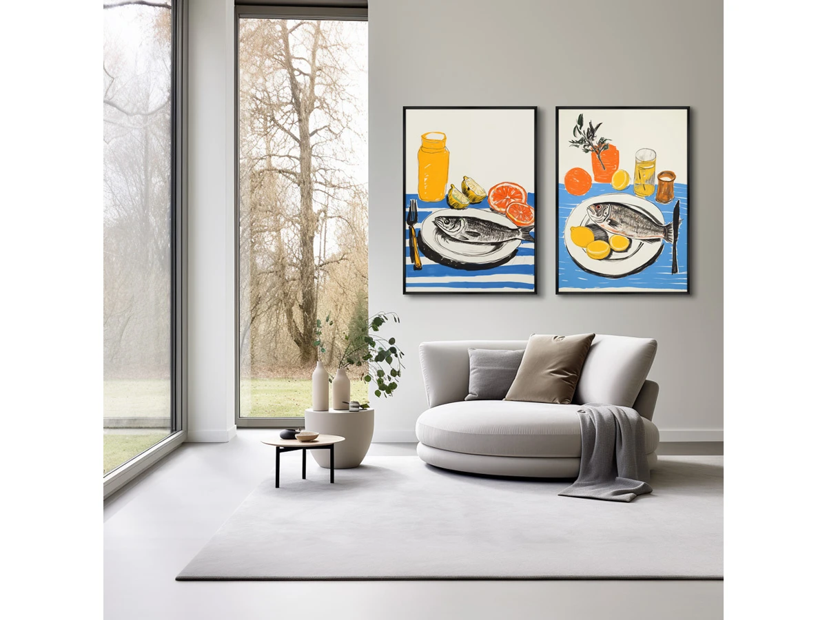 Набор из 2-х репродукций картин на холсте Рыбный день, 2024г. 919517  - фото 5