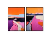 Набор из 2-х репродукций картин на холсте В закатную даль, 2024г.