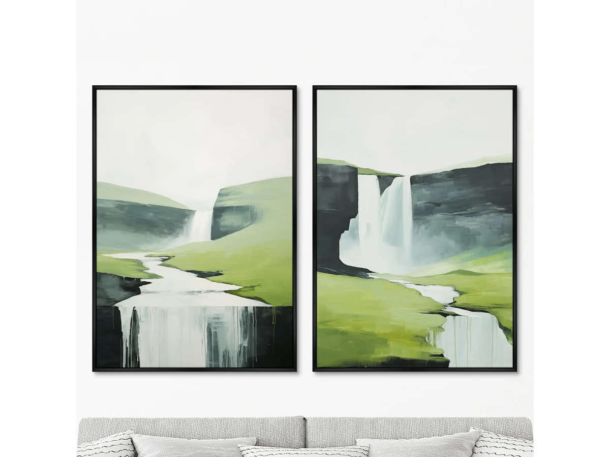 Набор из 2-х репродукций картин на холсте Landscape collection, Milky rivers, 2024г. 919677