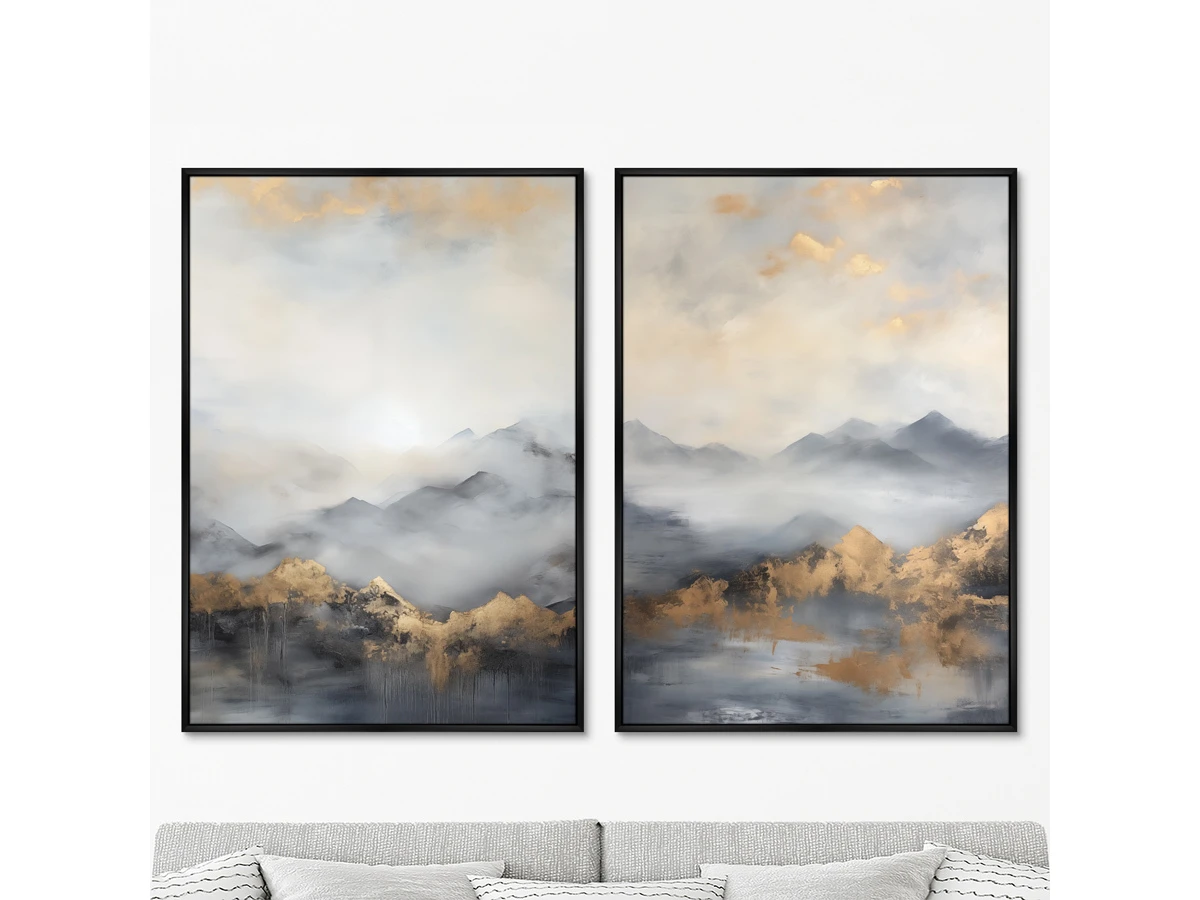 Набор из 2-х репродукций картин на холсте Landscape collection, Mountain peaks, 2024г. 919792