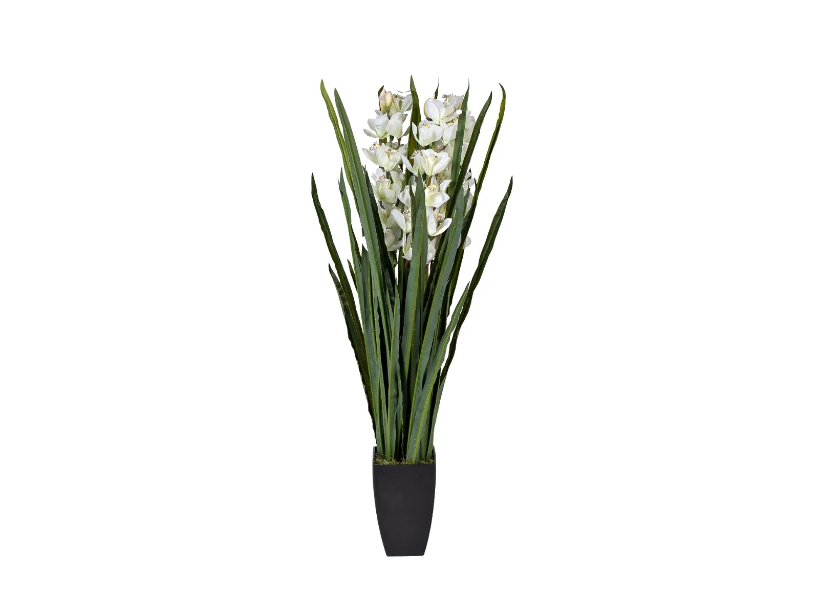 Орхидея CYMBIDIUM искусств. белая в горшке h110 см 923879