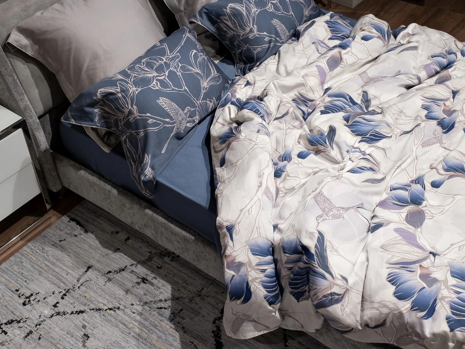 Простыня на резинке тенсель синяя 160*200*30 924101  - фото 3