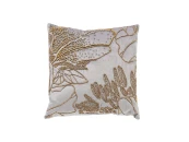 Подушка с бисером Пионы серый  45*45см
