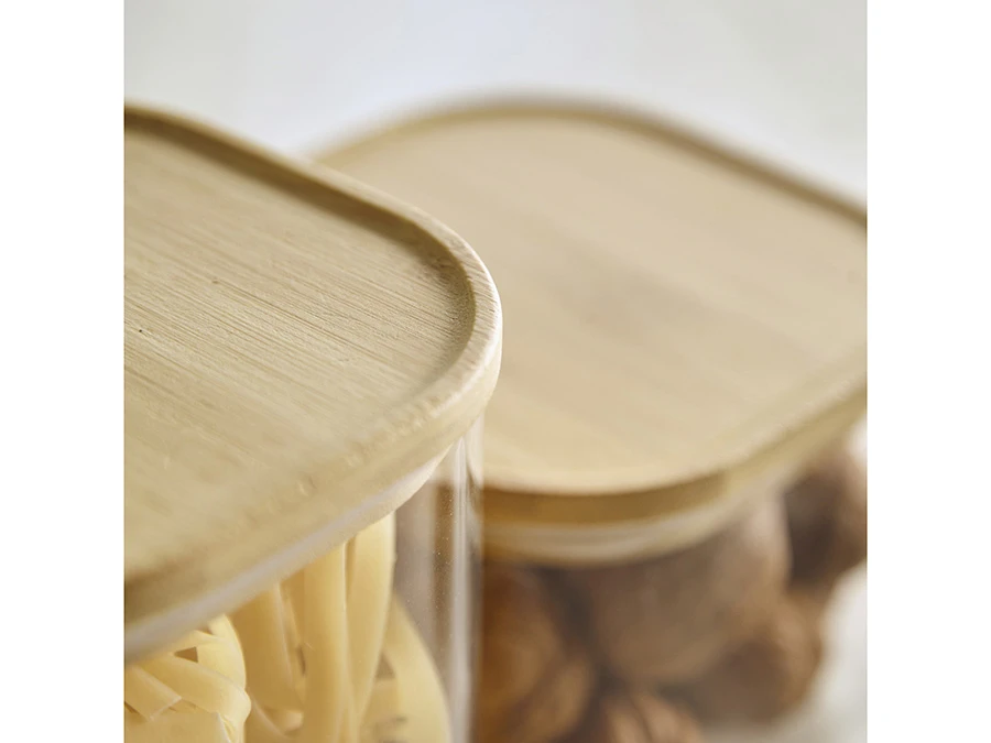 Банка для хранения квадратная Glass Bamboo 924884  - фото 4